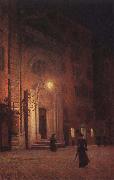 Aleksander Gierymski Street at night oil painting artist